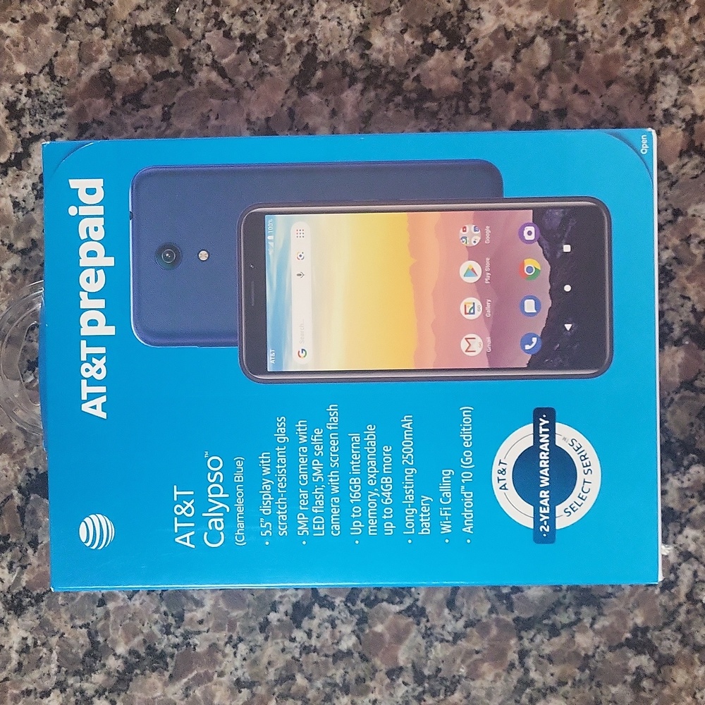 AT & T Calypso PRE-PAID 5.5" display, rear camera 16GB android new sealed box